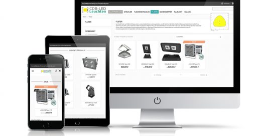 Website COB-LED Leuchten - Artenia Licht-und Möbeldesign GmbH